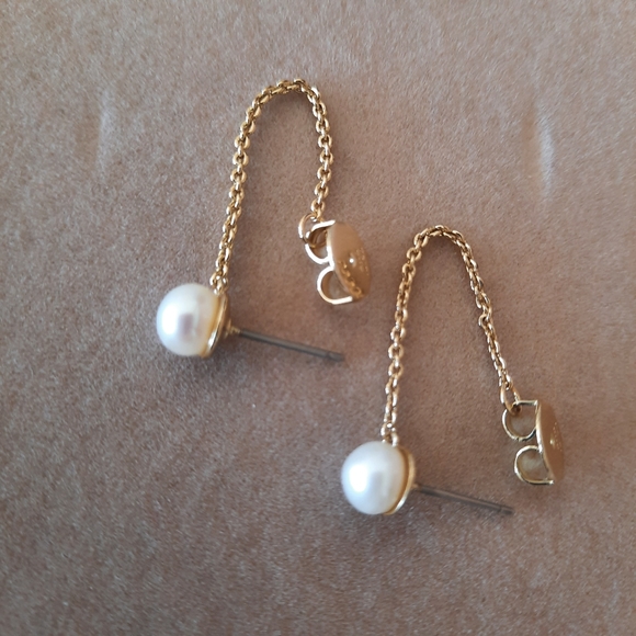 Ana Luisa Pearl Chain Stud Earrings- Joanne Gold Plated Water Fresh Pearl - Picture 4 of 4